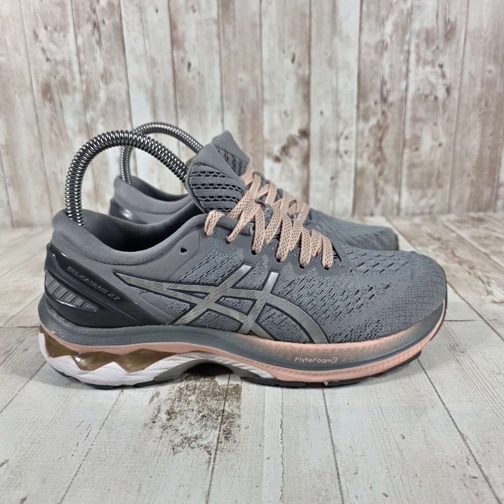 ASICS Gel-Kayano 27 Womens‎ Running Shoes Gray Pink 1012A649 Size 6 US 37 EU
